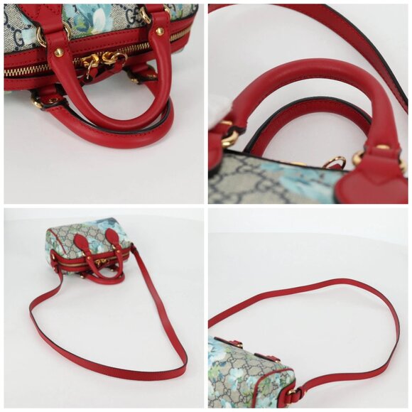 GUCCI GG Blooms Hand Bag PVC 2way Red Navy 546312 Auth 135290M - Picture 15 of 16